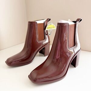 Jeffrey Campbell Brown Hurricane Block Heel Rain Boots Size 9